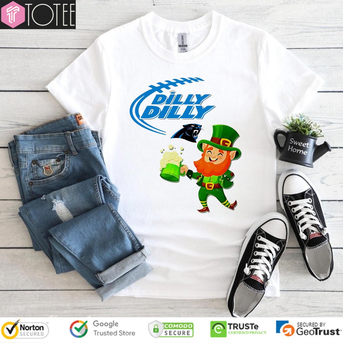 St. Patricks Day Carolina Panthers Leprechaun Irish Dilly Dilly T-Shirt