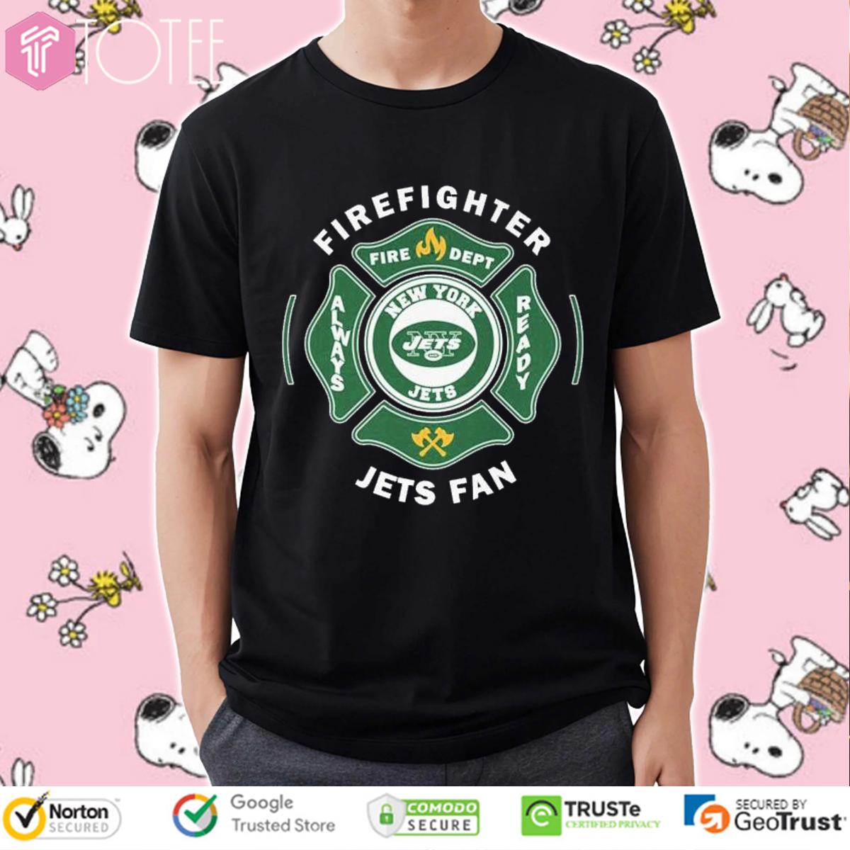 Fire Dept New York Jets Logo Football Firefighter T-Shirt