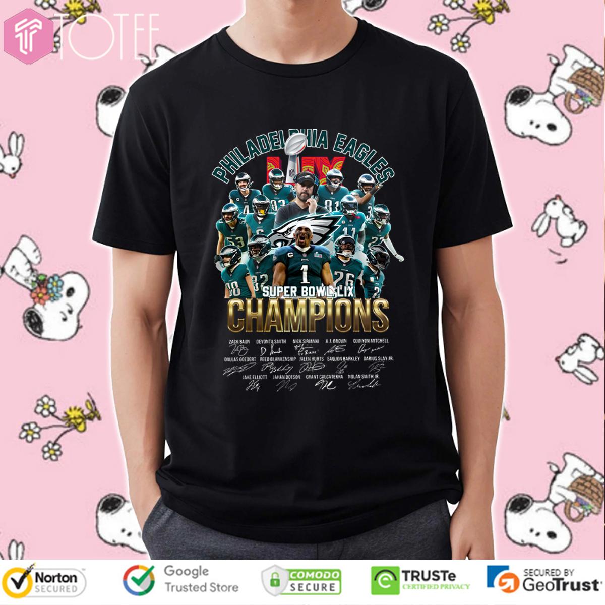 Philadelphia Eagles Super Bowl LIX Champions Signatures T-Shirt